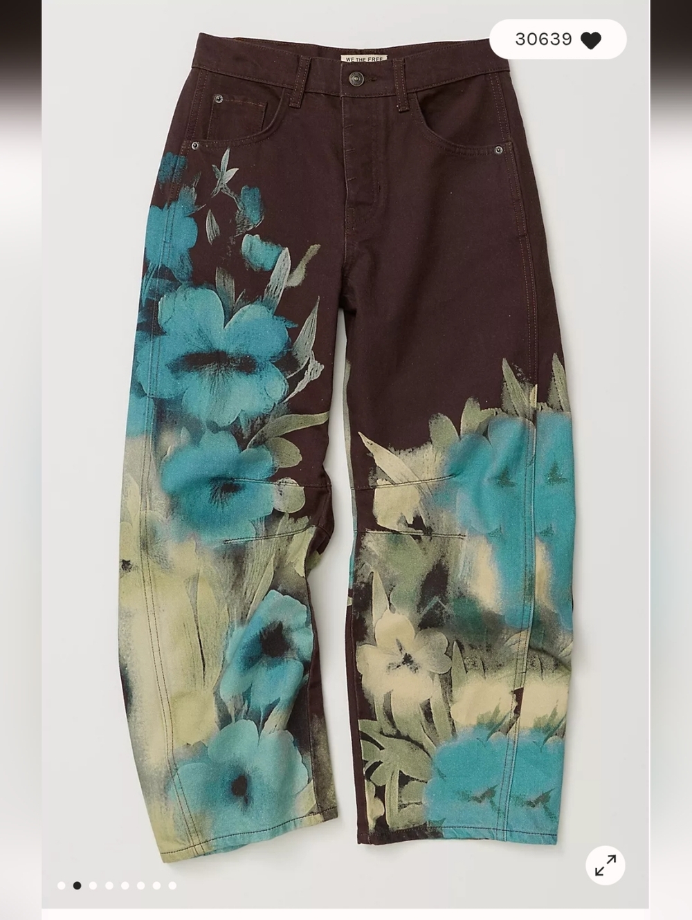 NWOT We The Free Good Luck Printed Barrel Jeans-Washed Floral - Picture 2 of 16